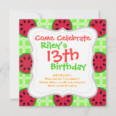 Helle Sommer-Wassermelonen auf grünen Plätzen Einladung (Vorderseite)