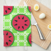 Helle Sommer-Wassermelonen auf grünen Plätzen Geschirrtuch (Viertel Falte)