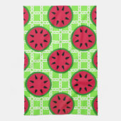 Helle Sommer-Wassermelonen auf grünen Plätzen Geschirrtuch (Vertikal)