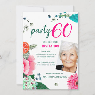 Helle Sommerblumen & Früchte Geburtstagsparty Einladung