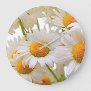 Helle Sommergänseblümchen Blumen Große Wanduhr