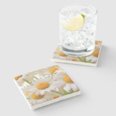 Helle Sommergänseblümchen Blumen Steinuntersetzer (Seitenansicht)