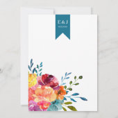 Helle Sommerhitze mit türkisfarbenem Blumendach Einladung (Rückseite)