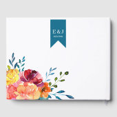 Helle Sommerhitze mit türkisfarbenem Blumendach Gästebuch (Rückseite)