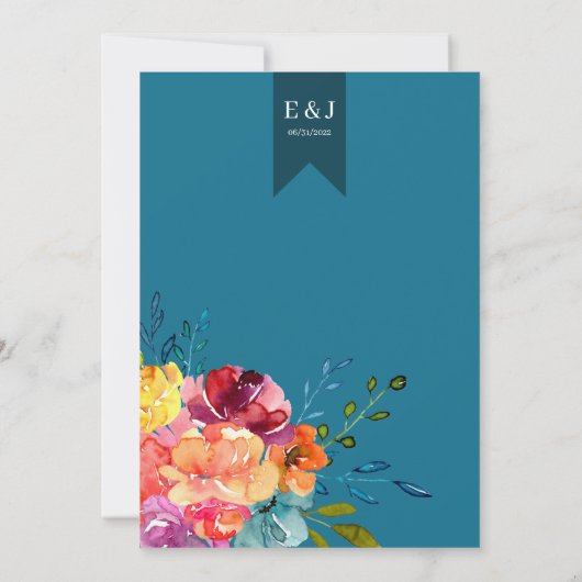 Helle Sommerhitze mit türkisfarbenem Blütenblatt H Einladung (Rückseite)