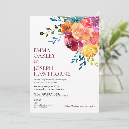 Helle Sommerhitze mit türkisfarbenem Blütenblatt H Einladung (Stehend Vorderseite)