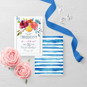 Helle Sommermaritim gestreift blumenreiche Hochzei Einladung