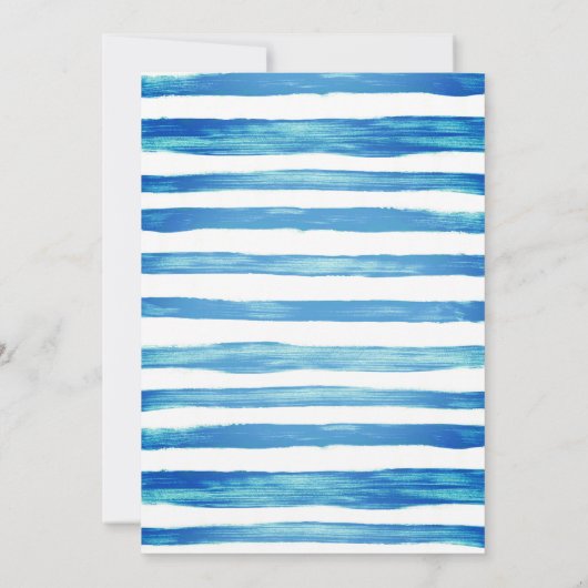 Helle Sommermaritim gestreift blumenreiche Hochzei Einladung (Rückseite)