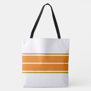 Helle Sommerorange Zwillings-Rennstreifen auf Weiß Tasche