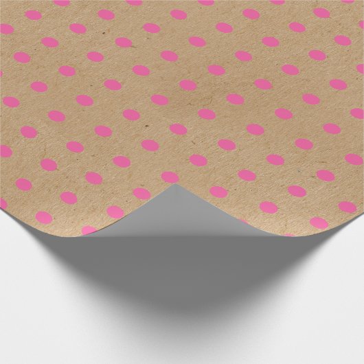 Helle Sommerrosa Punkte auf rustikalen Imitaten Br Geschenkpapier (Ecke)
