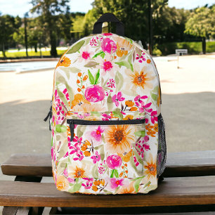 Helle Sommersonnenblumen Chic rosa Blumenmuster Bedruckter Rucksack