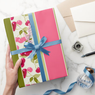 Helle Sommerstreifenmuster aus mehrfarbigem Stoff Geschenkpapier