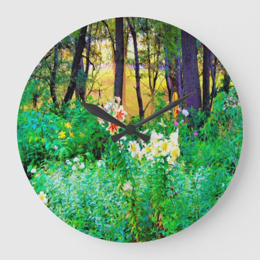 Helle Sonnenaufgänge mit Tree Lilis in meinem Rubi Große Wanduhr (Vorderseite)