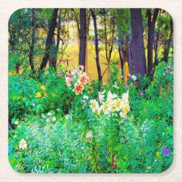 Helle Sonnenaufgänge mit Tree Lilis in meinem Rubi Rechteckiger Pappuntersetzer