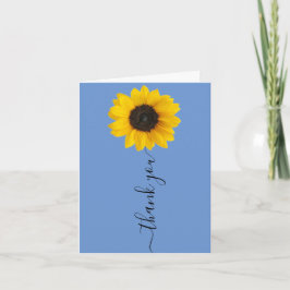 Helle Sonnenblume auf blau | Handschrift Dankeskarte