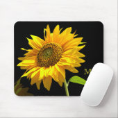 Helle Sonnenblume auf schwarzem Hintergrund Mousepad (Mit Mouse)