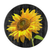 Helle Sonnenblume auf schwarzem Hintergrund Schneidebrett (Vorderseite)