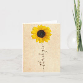 Helle Sonnenblume | Rustikale Handschrift Dankeskarte