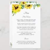 Helle Sonnenblume Rustikales Hochzeitmenü Blatt Pa (Vorne/Hinten)