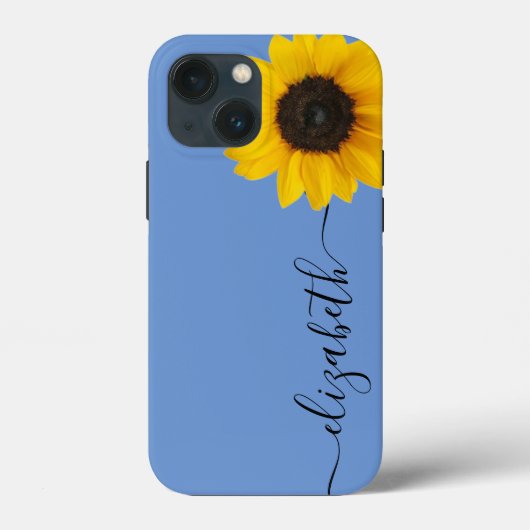 Helle Sonnenblume Script Stem Name Blue iPhone Cas Case-Mate iPhone Hülle (Rückseite)