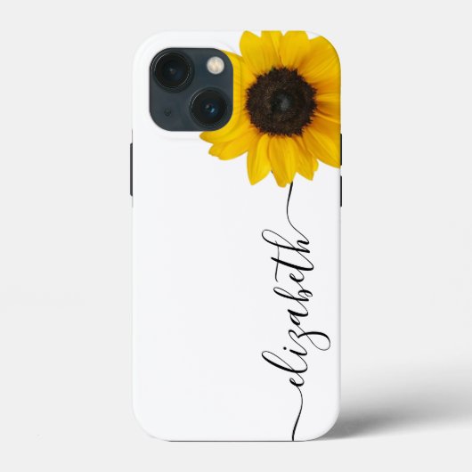 Helle Sonnenblume Script Stem Name iPhone Case (Rückseite)