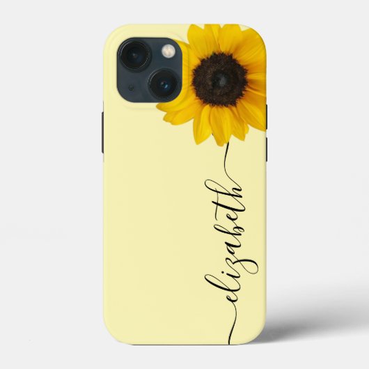 Helle Sonnenblume Script Stem Name iPhone Case (Rückseite)