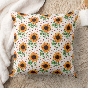 Helle Sonnenblume & Tupfen Sommerblumenmuster Kissen