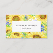 Helle Sonnenblume Wasserfarbe Gelb Blau Visitenkarte (Vorderseite)