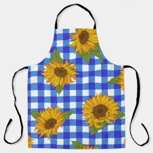 Helle Sonnenblumen auf einem karierten Hintergrund Schürze