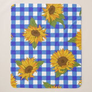 Helle Sonnenblumen auf einem karierten Hintergrund Sherpadecke