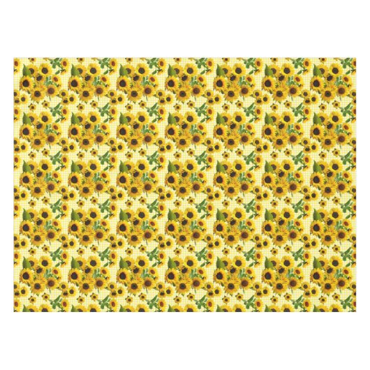 Helle Sonnenblumen auf gelb-weiß Kariertem Karo Tischdecke (Vorderseite (Horizontal))