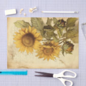 Helle Sonnenblumen auf Vintagem Script Seidenpapier (Handwerk)