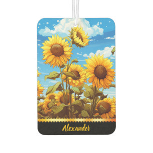 Helle Sonnenblumen blühen unter einem klaren, blau Autolufterfrischer