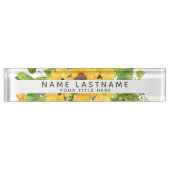 Helle Sonnenblumen Blumenblumen Botanischer Weißer Namensplakette (Vorderseite)
