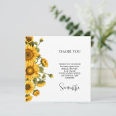 Helle Sonnenblumen Brautparty minimalistisch Dankeskarte (Stehend Vorderseite)