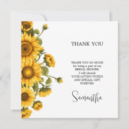 Helle Sonnenblumen Brautparty minimalistisch Dankeskarte