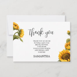 Helle Sonnenblumen Brautparty minimalistisch Dankeskarte