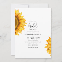 Helle Sonnenblumen Brautparty minimalistisch Einladung