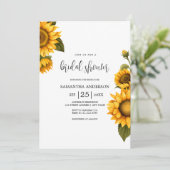 Helle Sonnenblumen Brautparty minimalistisch Einladung (Stehend Vorderseite)