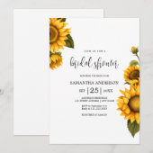 Helle Sonnenblumen Brautparty minimalistisch Einladung (Vorne/Hinten)