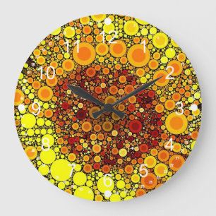 Helle Sonnenblumen Circle Mosaik Digital Art Print Große Wanduhr