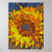 Helle Sonnenblumen Circle Mosaik Digital Art Print Poster (Vorne)