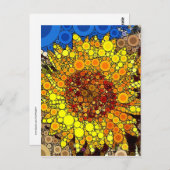 Helle Sonnenblumen Circle Mosaik Digital Art Print Postkarte (Vorne/Hinten)