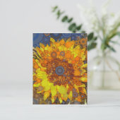 Helle Sonnenblumen Circle Mosaik Digital Art Print Postkarte (Stehend Vorderseite)