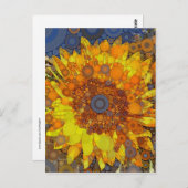 Helle Sonnenblumen Circle Mosaik Digital Art Print Postkarte (Vorne/Hinten)