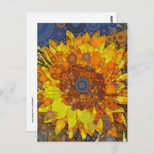 Helle Sonnenblumen Circle Mosaik Digital Art Print Postkarte (Vorne/Hinten)