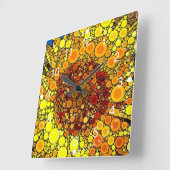 Helle Sonnenblumen Circle Mosaik Digital Art Print Quadratische Wanduhr (Winkel)
