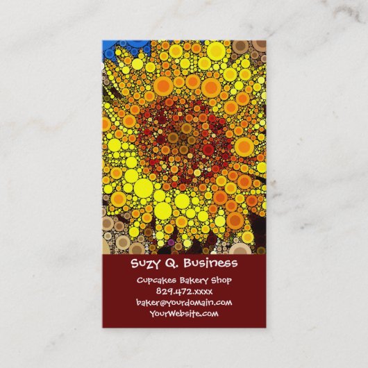 Helle Sonnenblumen Circle Mosaik Digital Art Print Visitenkarte (Vorderseite)