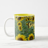 Helle Sonnenblumen Gute Tiere nur Zweifarbige Tasse (Links)