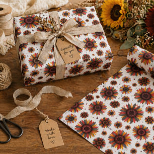 Helle Sonnenblumen Herbstliche Blumige Geschenkver Geschenkpapier Set